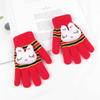 Cute Outdoor Sports Warm Boys Girls Printed Stripe Kids Mittens Knitting Mittens Full Finger Gloves
