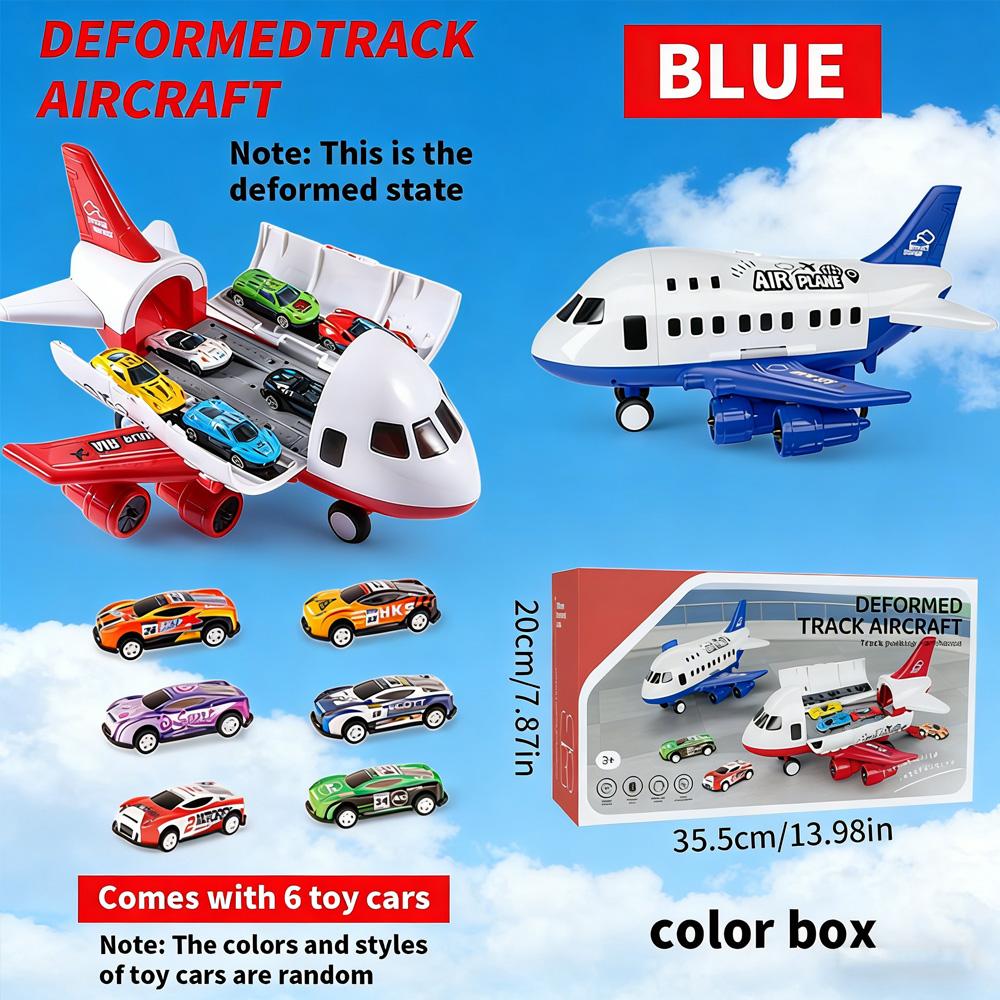 Hot Sale Large Inertial Plane Toy Set with 6 Mini Cars - Perfect Gift for Kids on Christmas/Children s Day синий