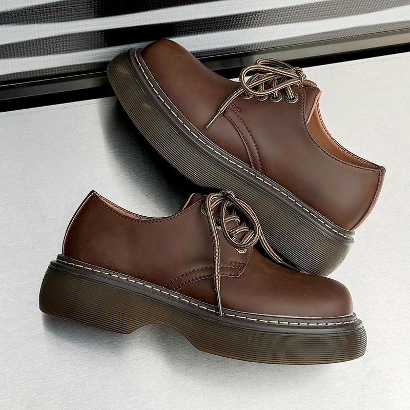 Fashion Leather Shoes For Man Platform Genuine Leather Big Size Shoes High Quality Designer Formal Platform Casual Shoes Outdoor