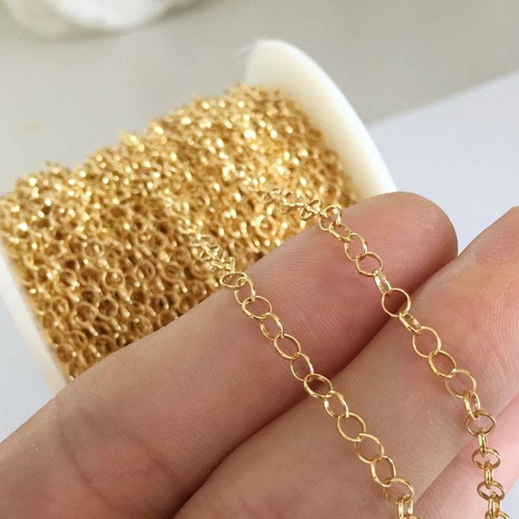 Vintage 14K Gold Filled 3.1mm Belcher Rolo Bulk Chain Spool for Women Bracelet Necklaces Jewelry Making