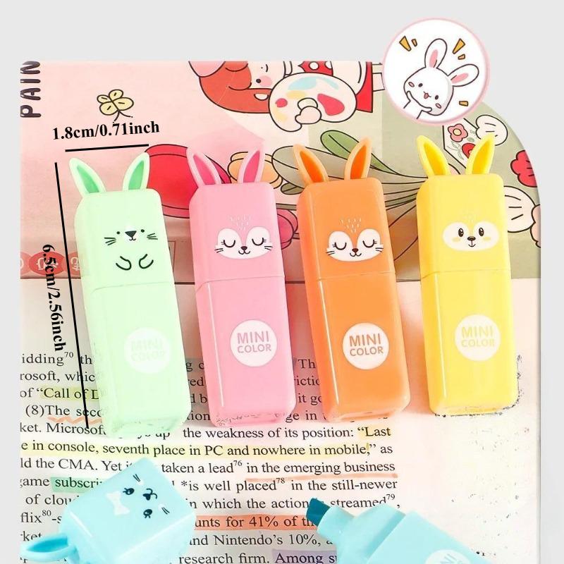 4/5/6 ks Mini králíček Fluorescenční zvýrazňovače a popisovače-Inkoust na vodní bázi, UV/Viditelné barevně kódované značkovače Kancelářské uspořádání