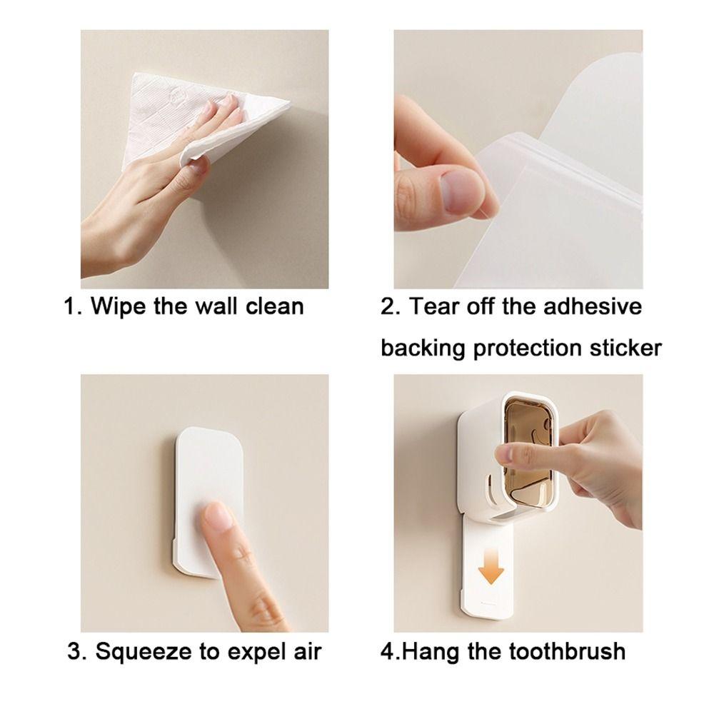 3Pcs Wall Mounted Toothbrush Holder Punch Free Tooth Brush Rack Toothbrush Storage Box Bathroom