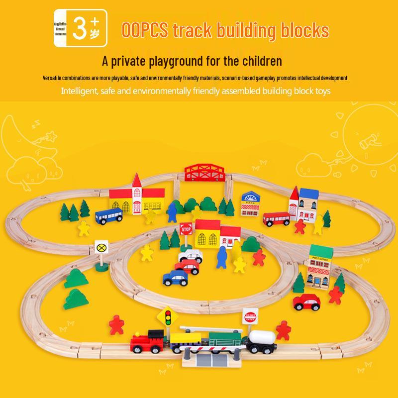 100-Piece Wooden Electric Track Set for Kids 3-5 Years: Educational Toy