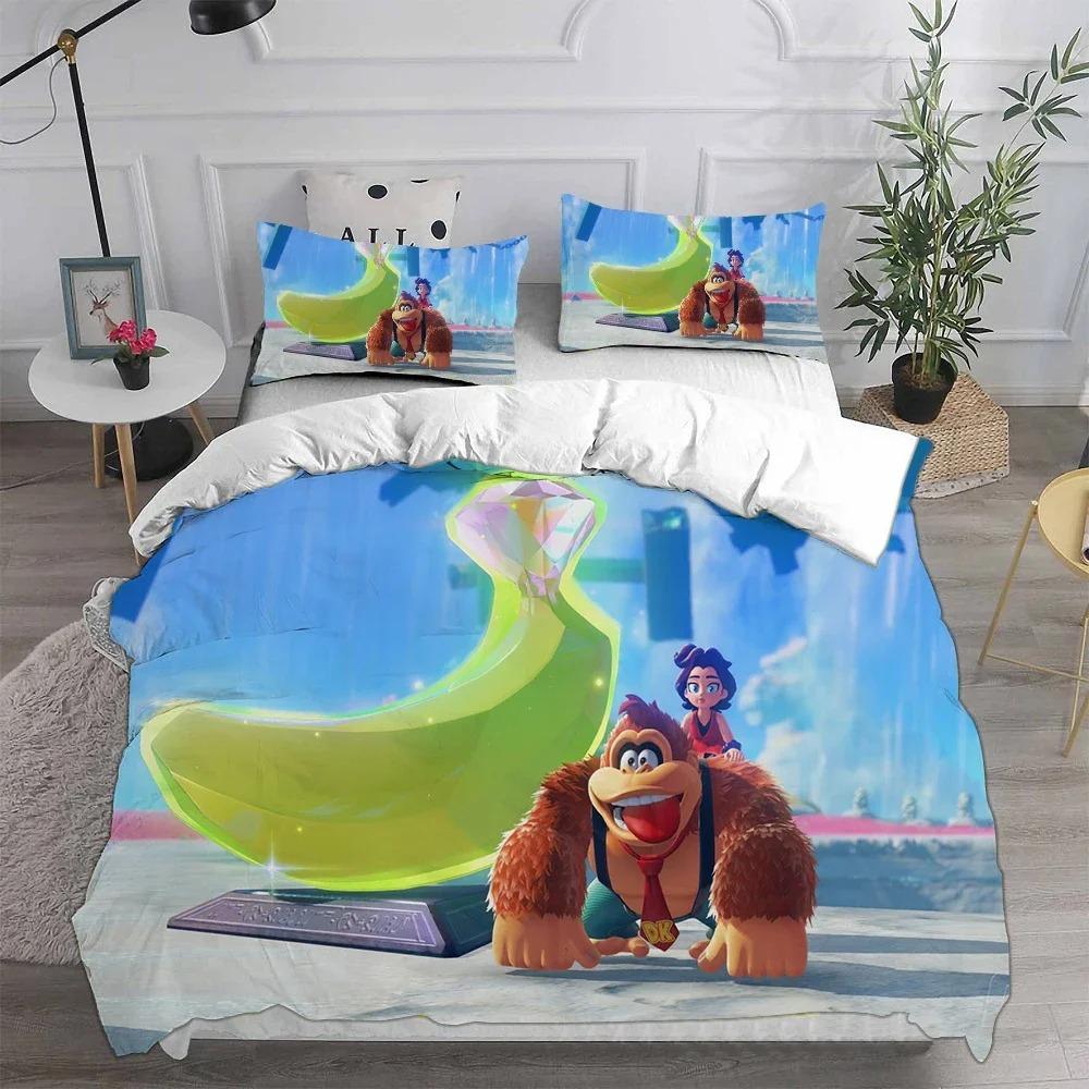 Monkey Cartoon D-Donkey K-Kong Duvet Cover Pillowcase Bedding Set Adult Girl Bedroom Decoration Children Single Double Large