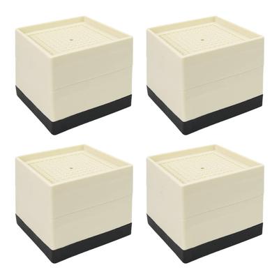 Set of 4 Square Height Adjustable Legs, 2-Level Extension, for Sofas, Kotatsu Tables, 500kg Weight Capacity (Ivory)