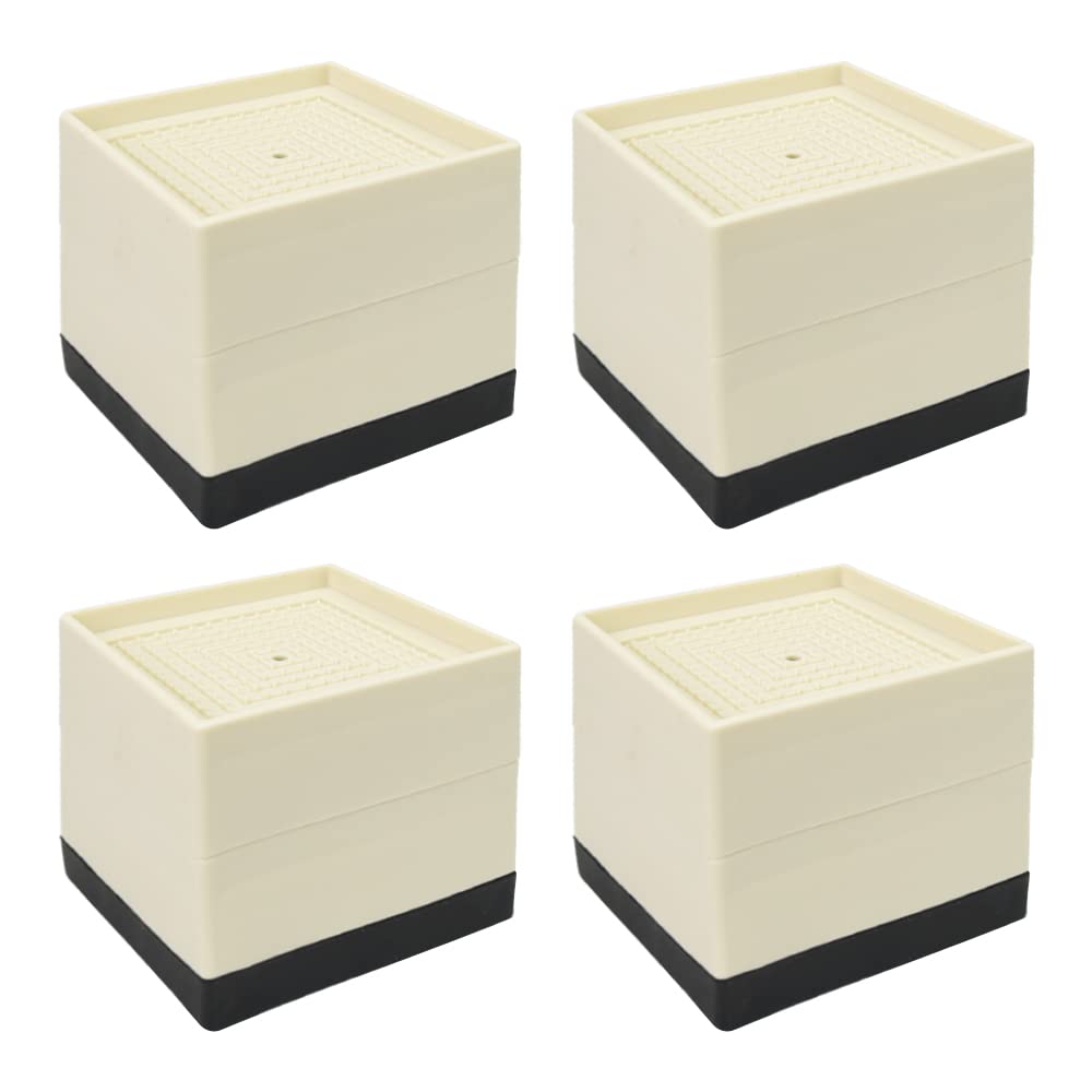 Set of 4 Square Height Adjustable Legs, 2-Level Extension, for Sofas, Kotatsu Tables, 500kg Weight Capacity (Ivory)