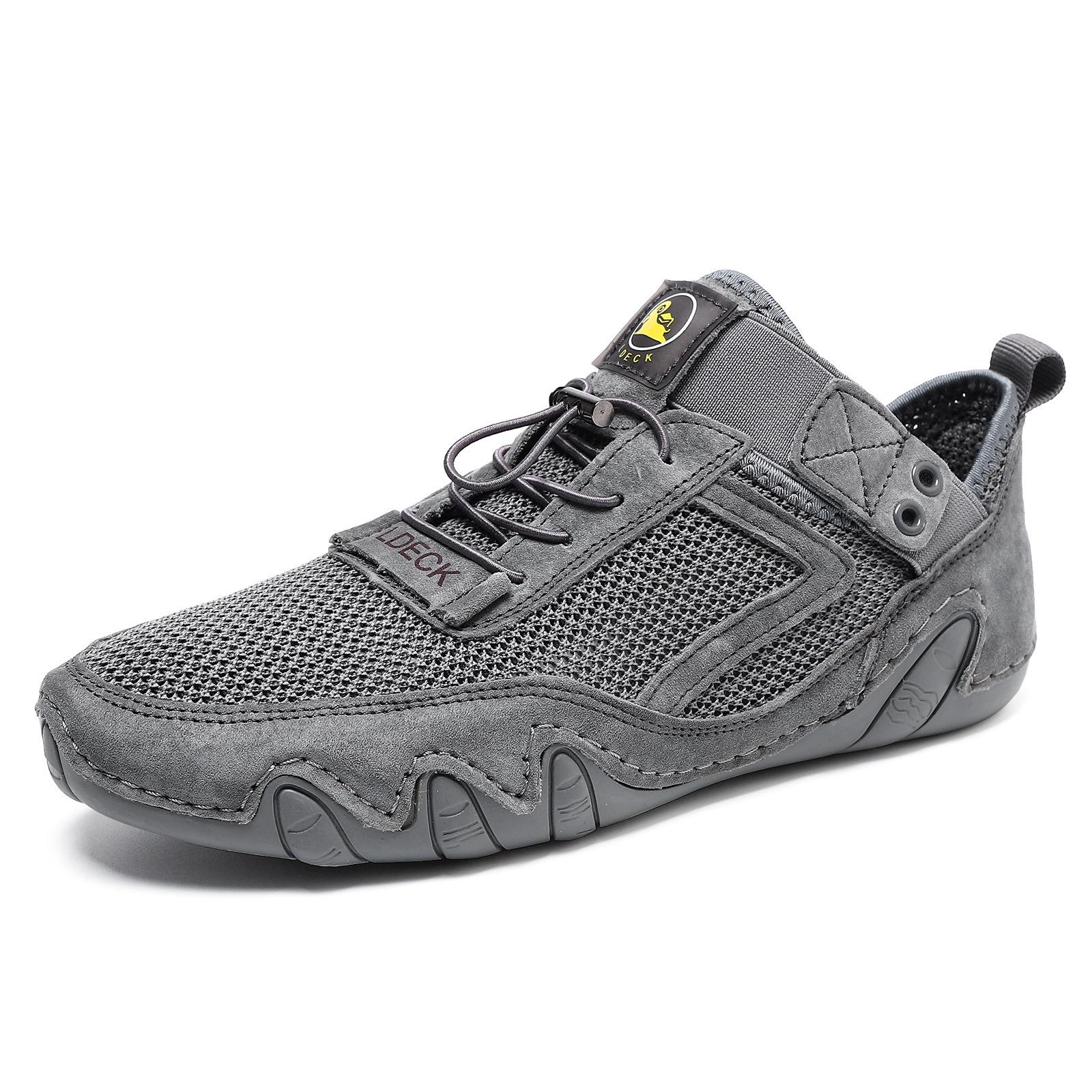 Men s Lightweight Real Leather Versatile Mesh Sneakers 48