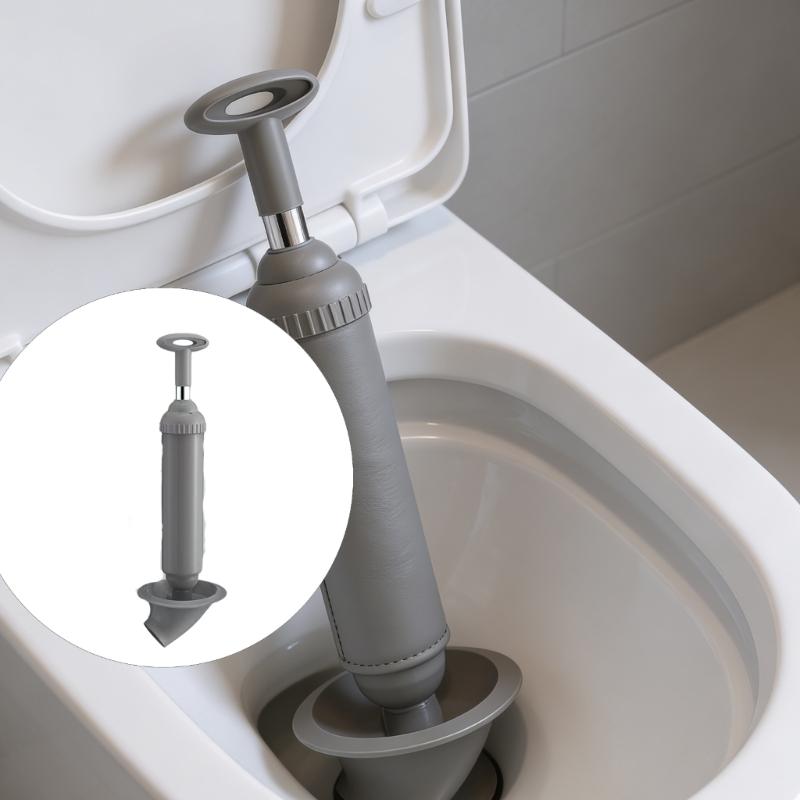 Toilet Plunger Professional Air Powered Drain Unclogger With Pressure Meter Declogger ABS Handle