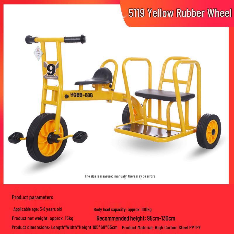 Children's Double Pedal Tricycle with Basket for Outdoor Play