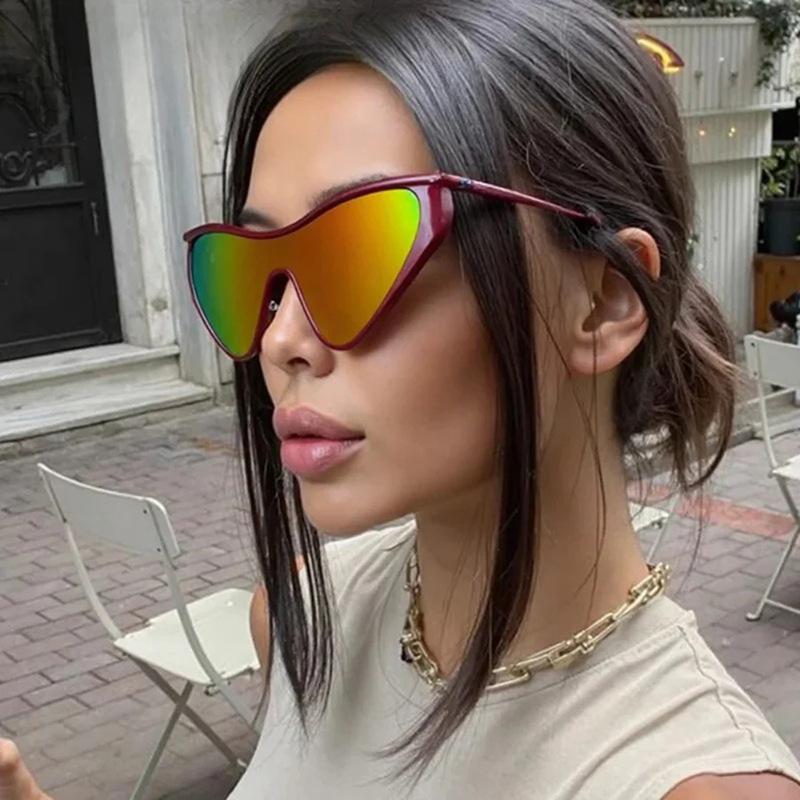 Neutral Fashion Metal One-Piece Cat-Eye Sunglasses Luxury Fashion Sunglasses Punk Style Trend UV400 Sun Protection Eyewear