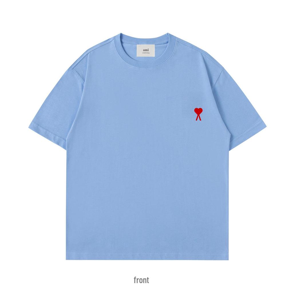 AMI&EASY Classic Short-Sleeve Men's T-Shirt with Small Heart Embroidery - Casual and Versatile Summer Wear