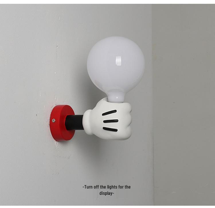 Mickey Hand Wall Lamp: Fun LED Bedside Decor for Children's Rooms