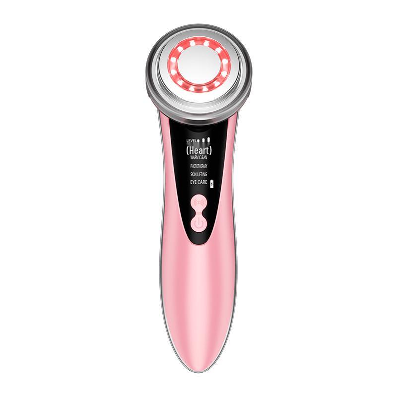 Ultrasonic Electronic Facial Beauty Device with Red & Blue Light Therapy