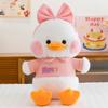 Plush Duck Toy With Bowknot For Kids And Girls Gift In Super Soft Short Plush
