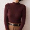 Cashmere Ribbed Slim-Fit Sweater: Warm, Thick Half-High Collar Knitwear for Autumn & Winter