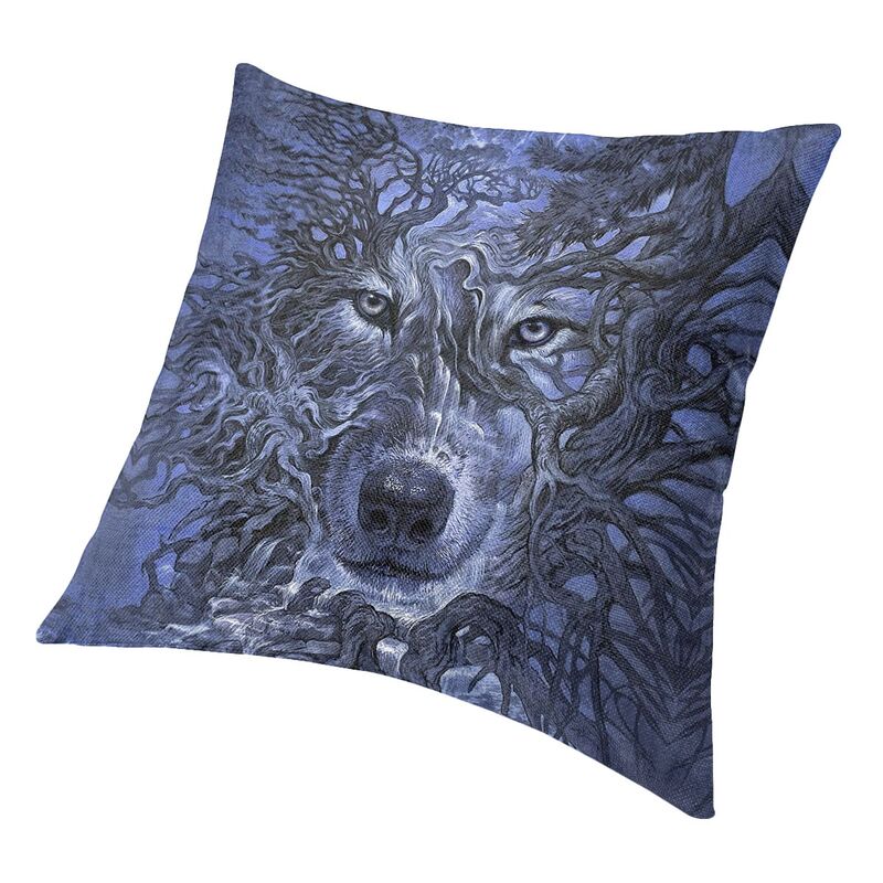 Custom Wolf Tree Pillow Case 45X45Cm Decoration Kawaii Animal Cushions For Sofa Square Pillowcase