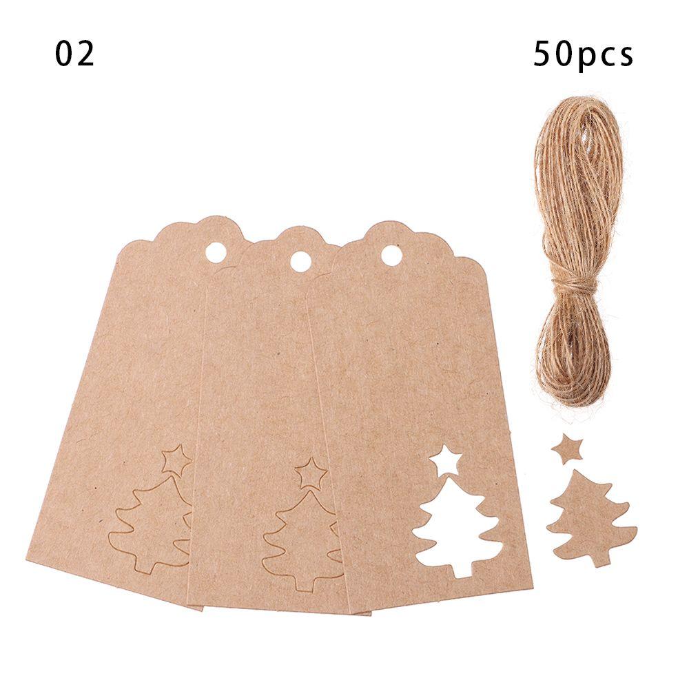 50pcs DIY Crafts Xmas Tree Hanging Christmas Card Label Kraft Paper Tags Thanks Tag Snowflake