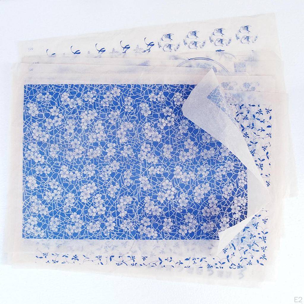 Art Decals Flower Paper Transfer Blue Sticker Underglazed DIY