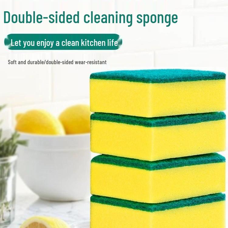 Dual-Sided Absorbent Dish Scrubber Sponge for Kitchen Cleaning