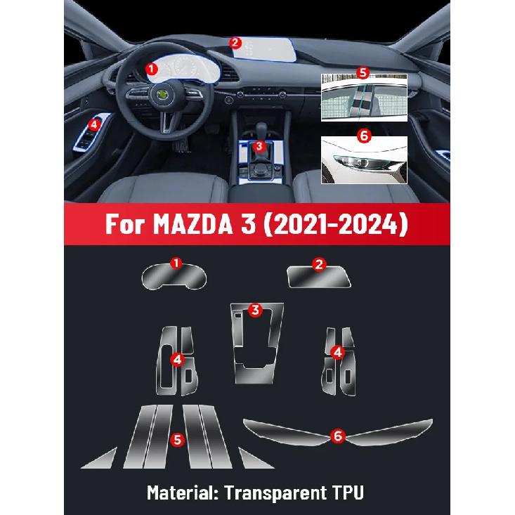 Auto Central Control Screen TPU Navigation Anti Scratch interior Protection Film GPS Navigation For MAZDA 3 -2024