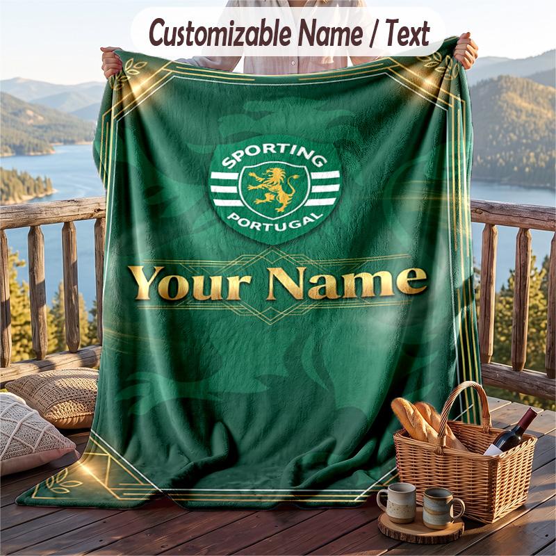 Flannel Blanket Sporting CP Print Custom Name Text Soft Throw for Sofa Bed