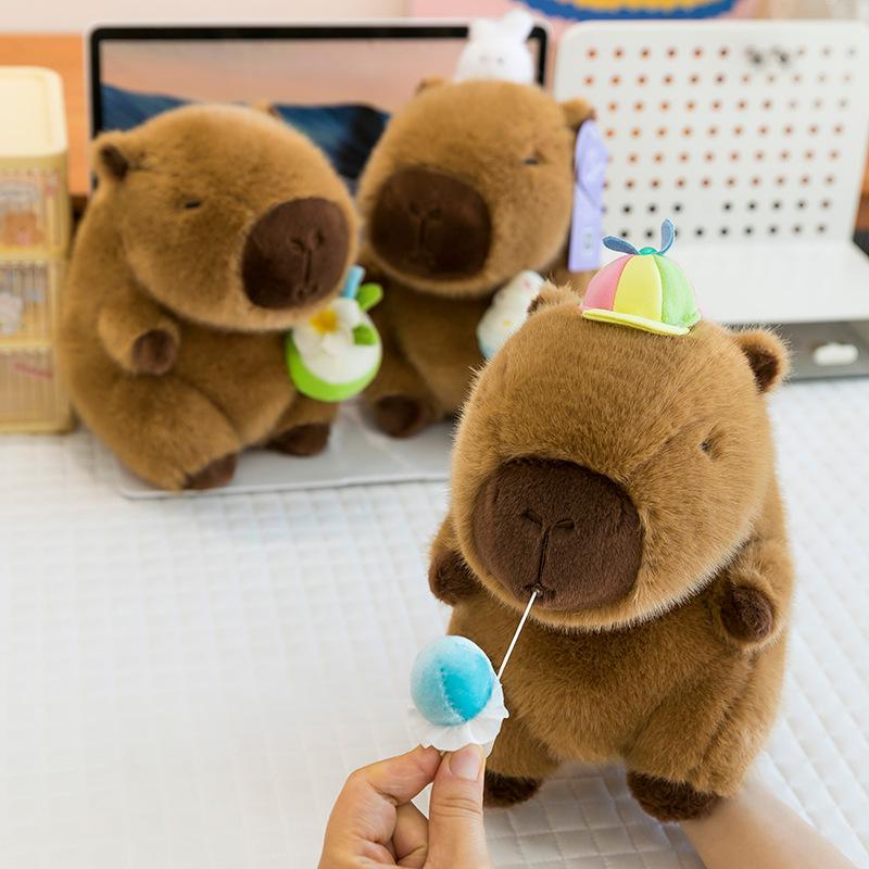 Football Sports Capybara Doll Ice Cream Coconut Tree Cartoon Pibara Doll Gift Ornament Doll Machine Toy