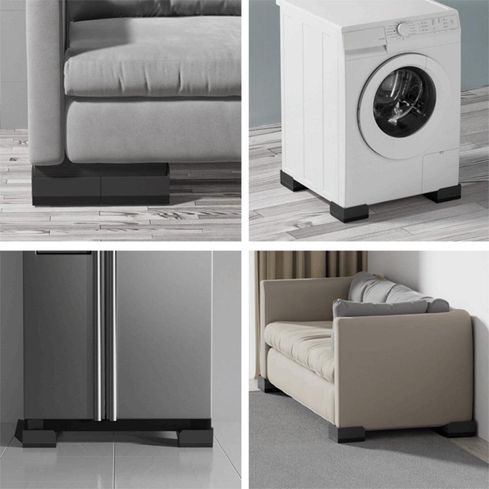 4pcs L Shape Height Increasing Pad Black Anti-slip Pad Universal Furniture Riser Desk