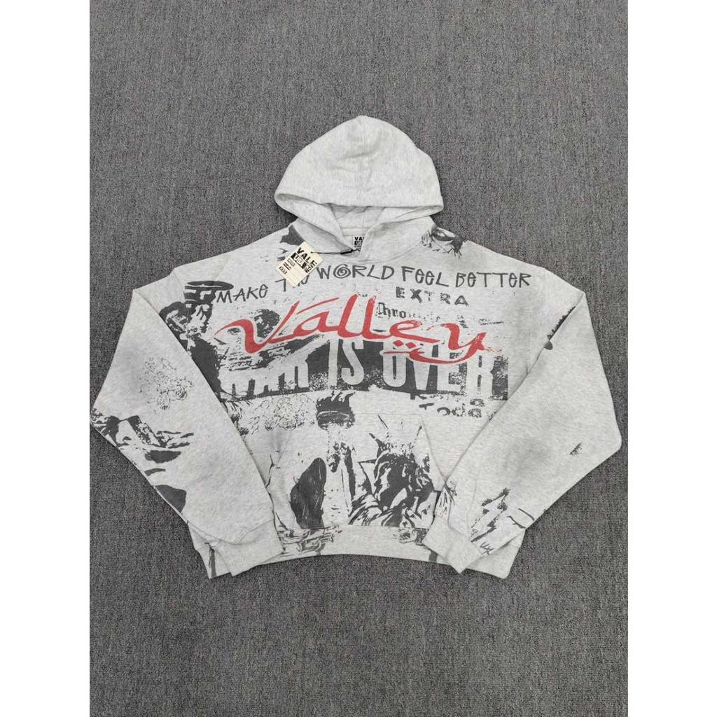 FolwStreet Streetwear Druck Y2K Kapuzenpullover Herren Damen Reißverschlusstasche Kapuzenpullover