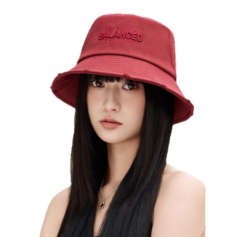 Spring and Autumn New Hat Women's High Quality Embroidered Letter Cotton Bucket Hat Sun Protection Hat