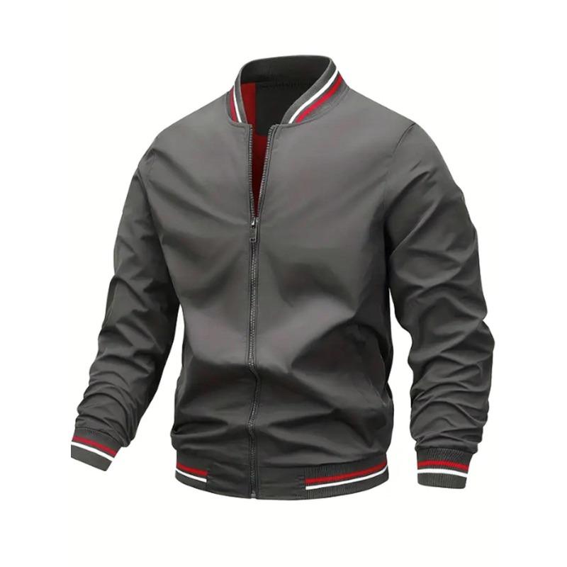 Lightweight Windproof Striped Cuff Jacket For Men Casual Style