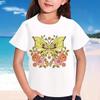 Summer Round Neck 3D Butterfly Pattern Printed Top Fashionable Casual Short Sleeved Children's Girl T-shirts