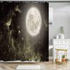 Waterproof Shower Curtain Set Moonlight Sea Starry Sky Scenery Bath Rug And Mats With Hooks Toilet Seat Cover Bathroom Decor