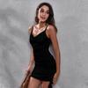 2022 Fashion Elegant Summer Draw String Backless Bodycon Dress Women Shirring Satin Sundress Female Streetwear Sexy Club Outfits