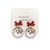 Weihnachts-Schneeflocken-Bär & Perlen-Ohrringe: Exquisites Silver Needle Design für Frauen
