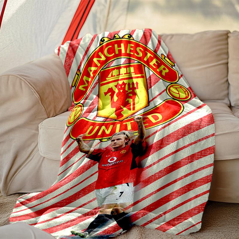1pc Manchester United Manchester City Blanket, Home Printed Throw Blanket - Soft Blanket Gift for Family, Washable Sofa Bed Blanket