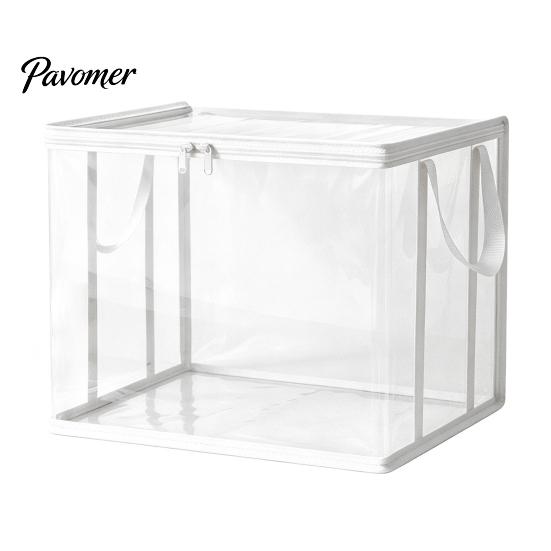 Student Textbooks Organizer Clothes Storage Bag, with Lid And Handles, Large Capacity Dustproof Study Room Organizer, Transparent PVC Container