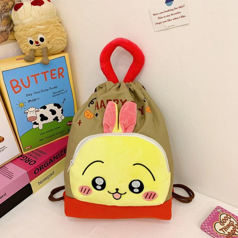 New Labubu Backpack Plush Pain Bag Cute Backpack Kapibala Canvas Bag Drawstring Bag