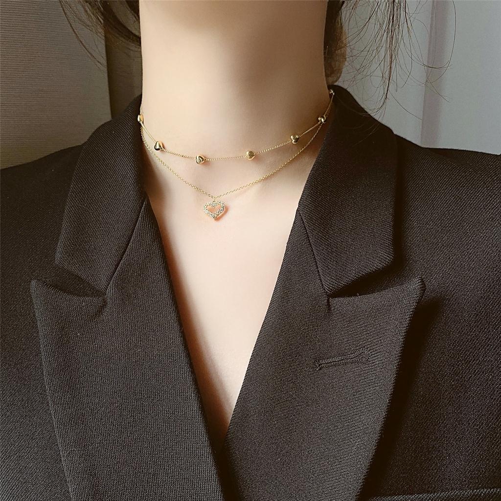 Women's Love Double-layer Clavicle Necklace, Minimalist Ins Style, Unique Influencer Trending Neck Chain