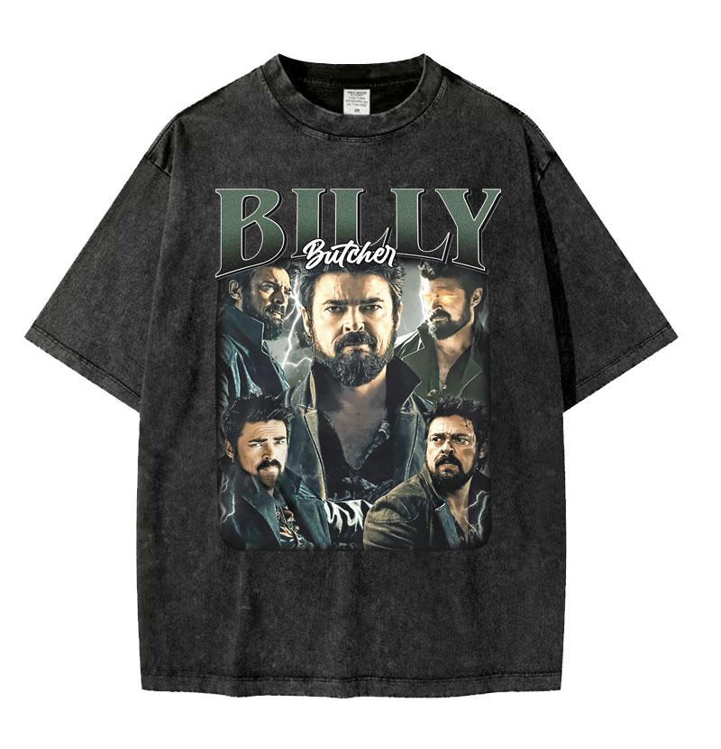 Limited The Boys William Billy Butcher Vintage Washed T Shirts Unisex Harajuku Streetwear Tshirt Oversized Loose Short Sleeve Tees S разноцветный
