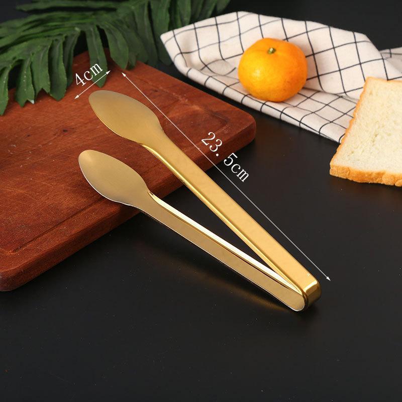 Edelstahl Gold Lebensmittelzange Hitzebeständig Rutschfest Mehrere Stile Für Küche Backen Servieren Grillen Abendessen