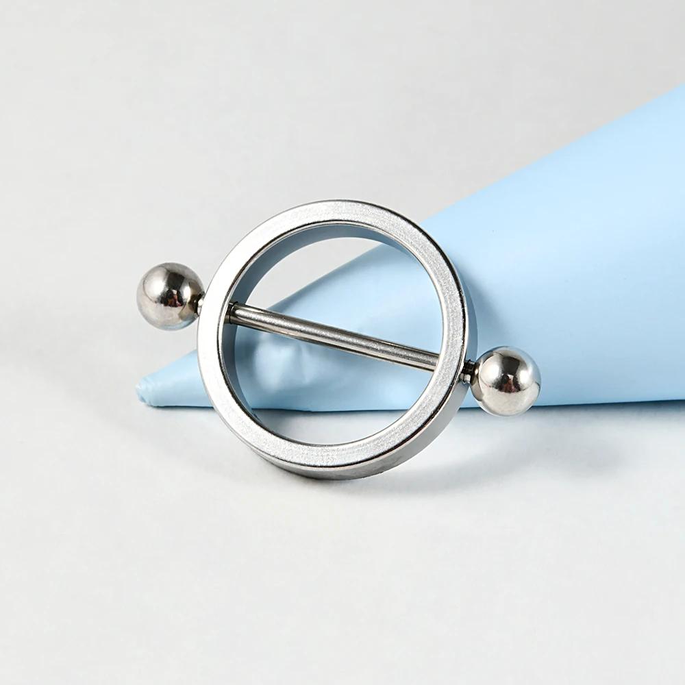 1 Paar Chirurgischer Stahl Schwarz Vergoldet Brustwarzenpiercing Runder Creolen Langhantel Brustwarzenschild Frauen Sexy Piercingschmuck 14G