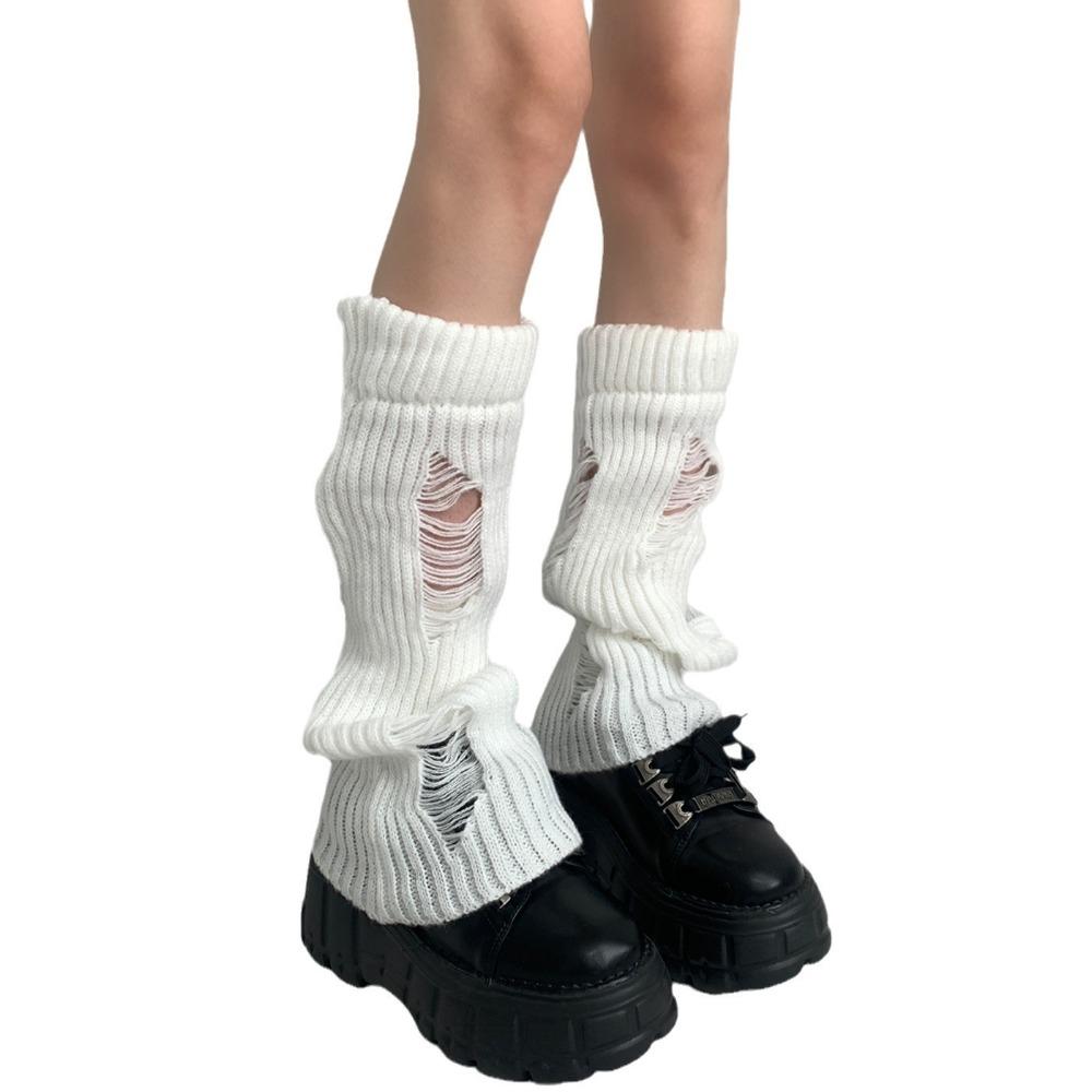 Sweet Cool Knitted Broken Hole Socks Subculture Ripped Foot Cover Fashion Knit Leg Warmer