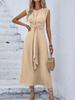 2026 Summer Women's Solid Color Elegant Lace-up Long Dress