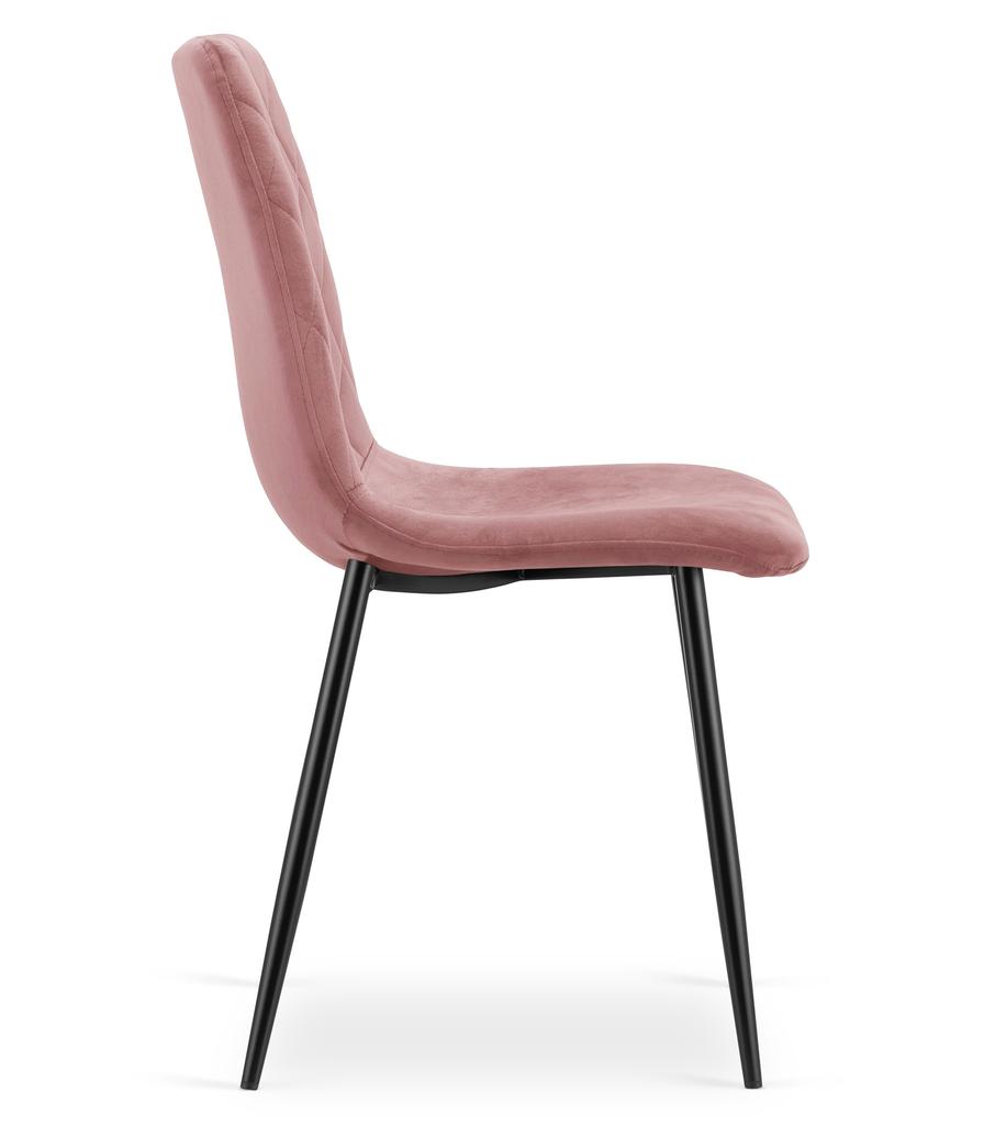 TURIN Chair - Pink Velvet / Black Legs X 2