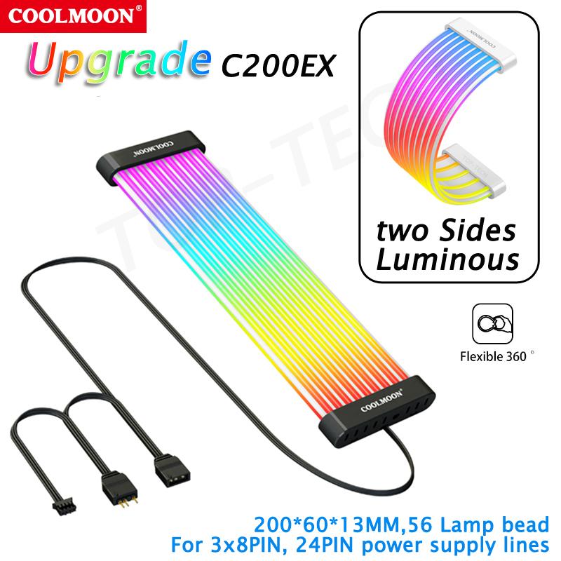 COOLMOON AOSOR ARGB  LED Light Strip for 24PIN Motherboard Power Extension Cable Aura Sync Flexible LED Strip Light DIY Kit