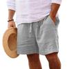 Sommer Neue einfarbige Shorts aus Baumwolle und Hanf für Herren, elastische Taille, Shorts mit weitem Bein, schlanke, lässige Hose mit geradem Bein
