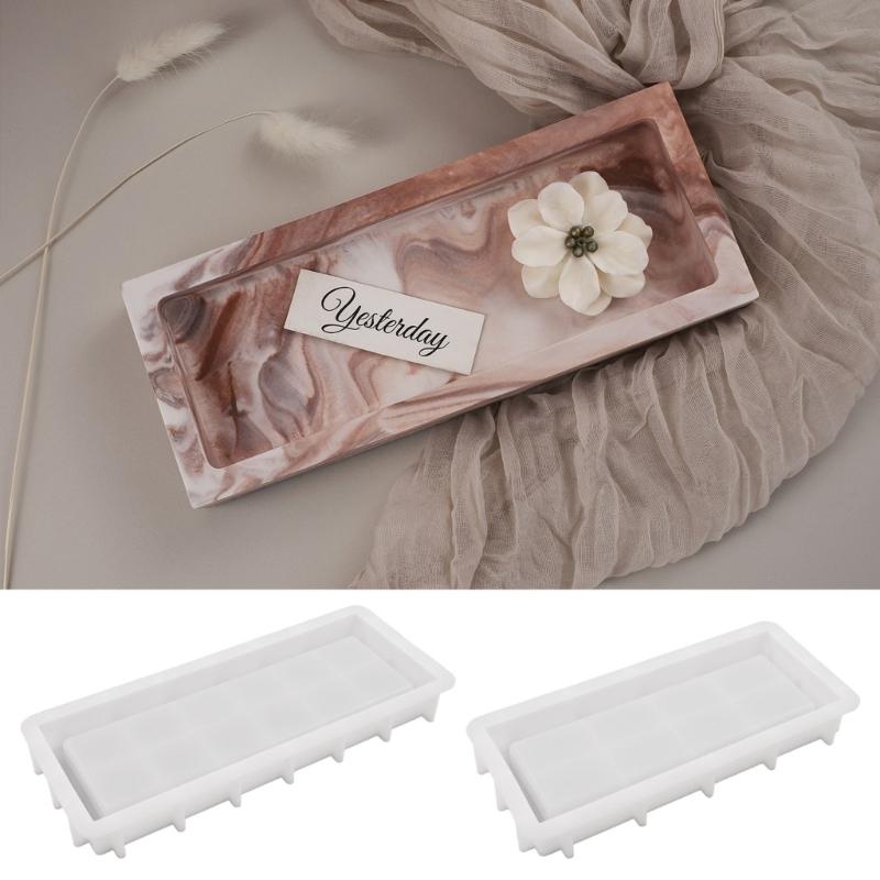 Silicone Tray Molds for Resin DIY Rectangle Mold for Epoxy Casting Jewelry Holder Dish Mold Decorative Candle Tray Mold