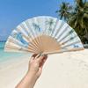 Fruits Pattern Portable Folding Fan Handmade Spanish Wooden Fan Hand Cranked Fan Photography Props