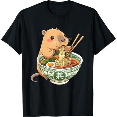 Cute Kawaii Capybara Eating Japanese Ramen Tee Unisex-Adults Anime Lovers T-Shirt LTDV Mens Womens Tank Top Sweatshirt Hoodie Longsleeve 143 Black