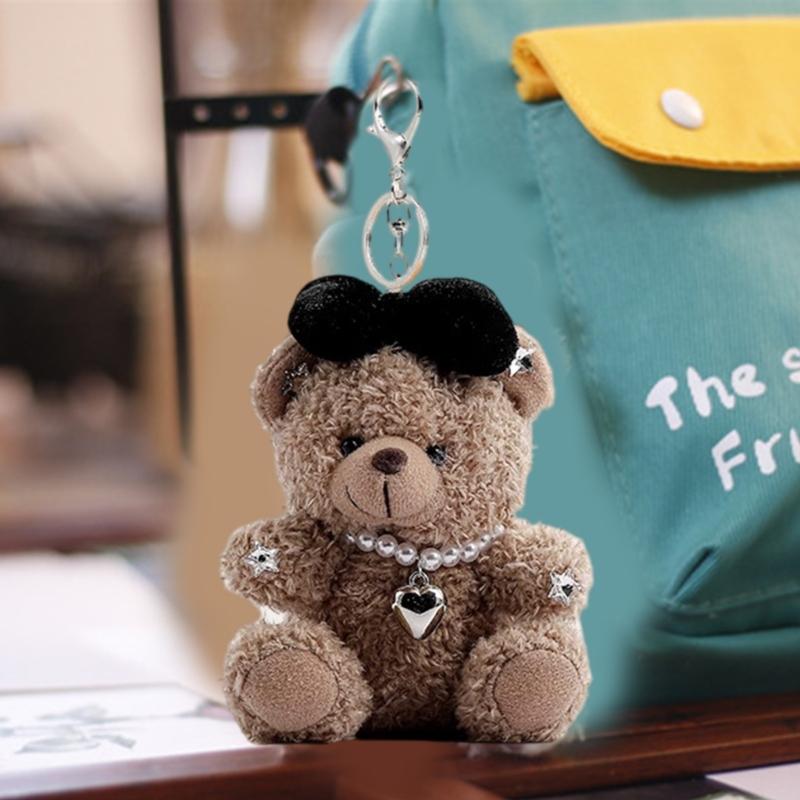 Bowknot Bear Charm Keychains Sweet Cute Pendant Car Keyring Backpack Decoration Fashion Jewelry for Women Girls